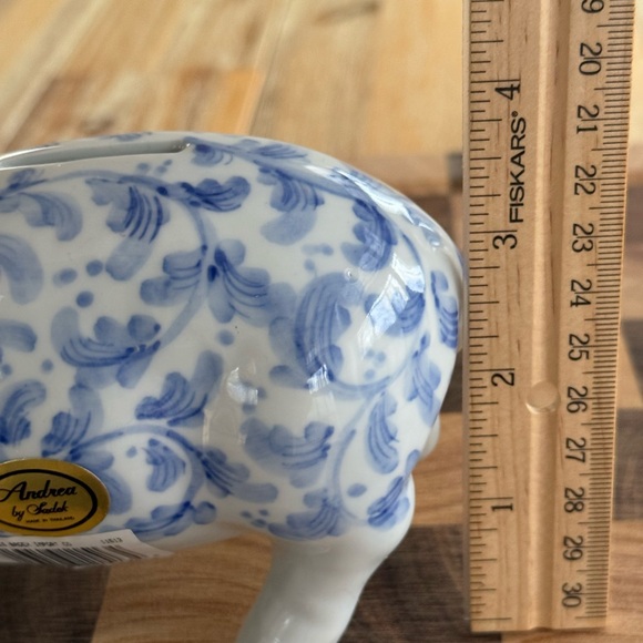 Andrea By Sadek Blue and White Ceramic Piggy Bank - Picture 7 of 7